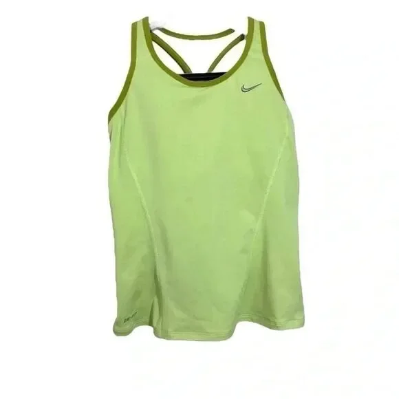 Nike Dri-FIT Tank Top Racerback Athletic Neon Green Running Workout Size XS - Picture 2 of 7